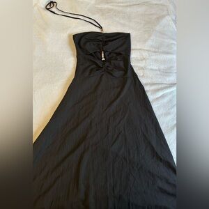 SHEIN Black Strapless Dress with Beaded Detail